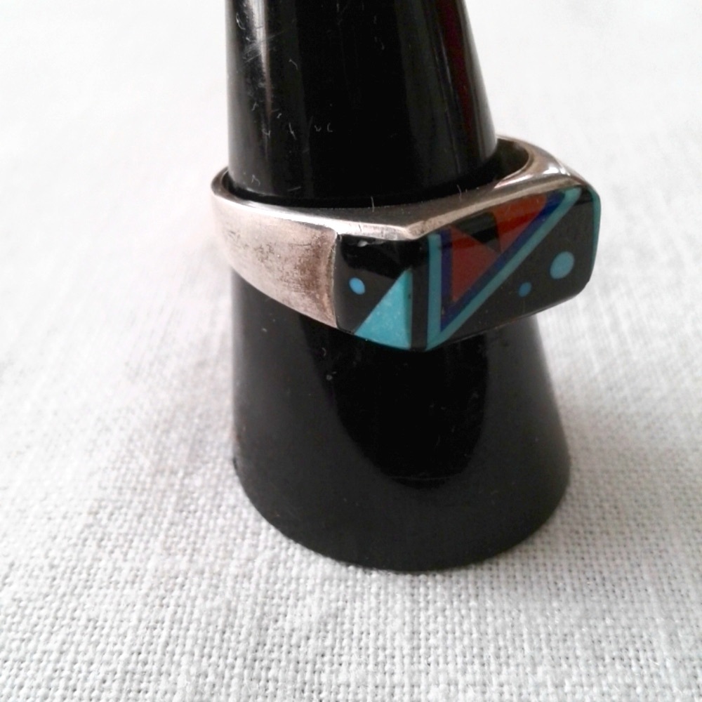 Vintage Native American Zuni Multistone Ring - Picture 7 of 11